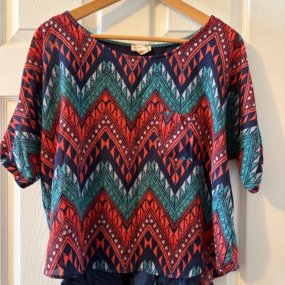 Women's Chevron Print Top with knit under  from Anthropologie